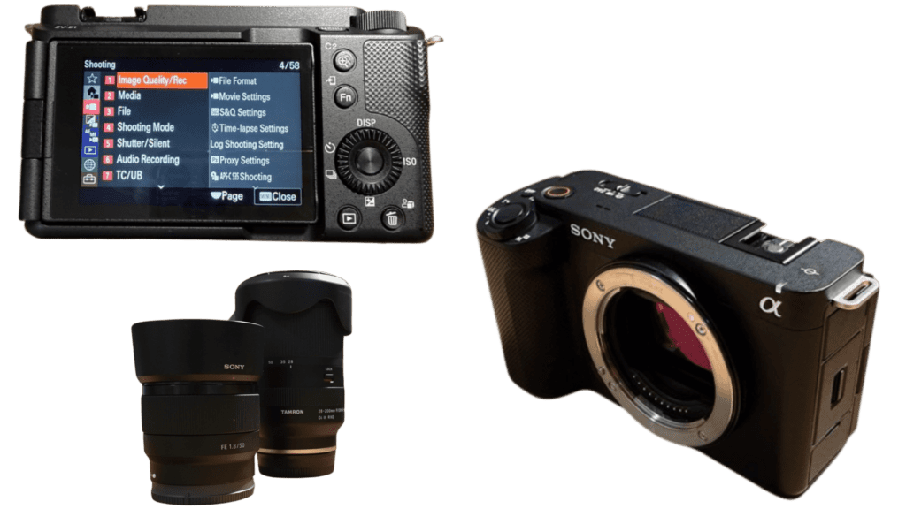 ZV-E1 LCD showing setting, file format