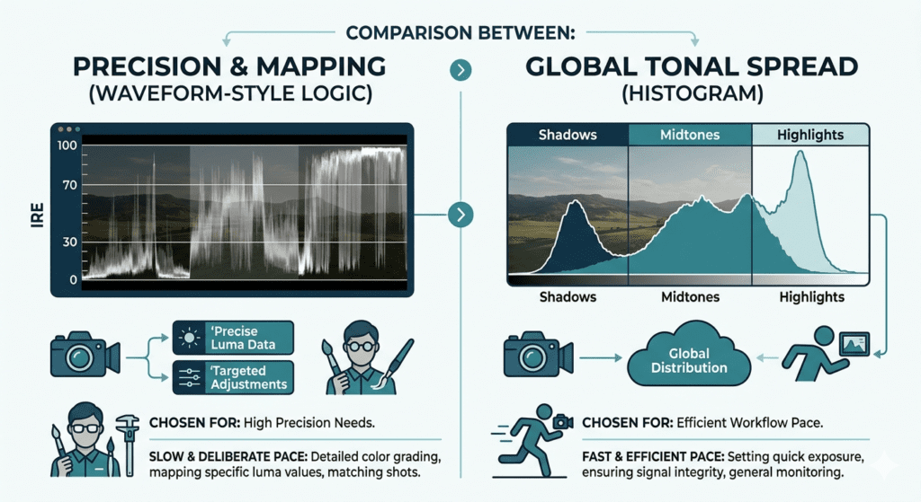 Luma Waveform vs Histogram