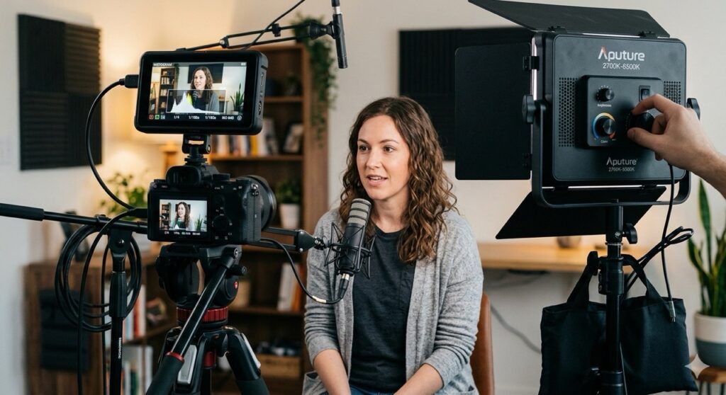 Indoor talking-head setup